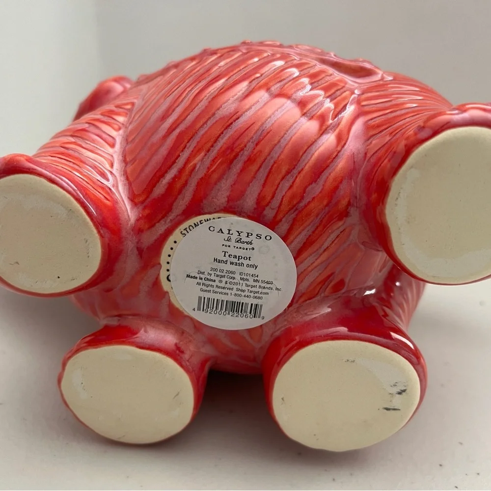 🐘🫖CALYPSO ST. BARTH Pink🩷Magenta Ceramic Elephant Tea Pot🍵 NWT